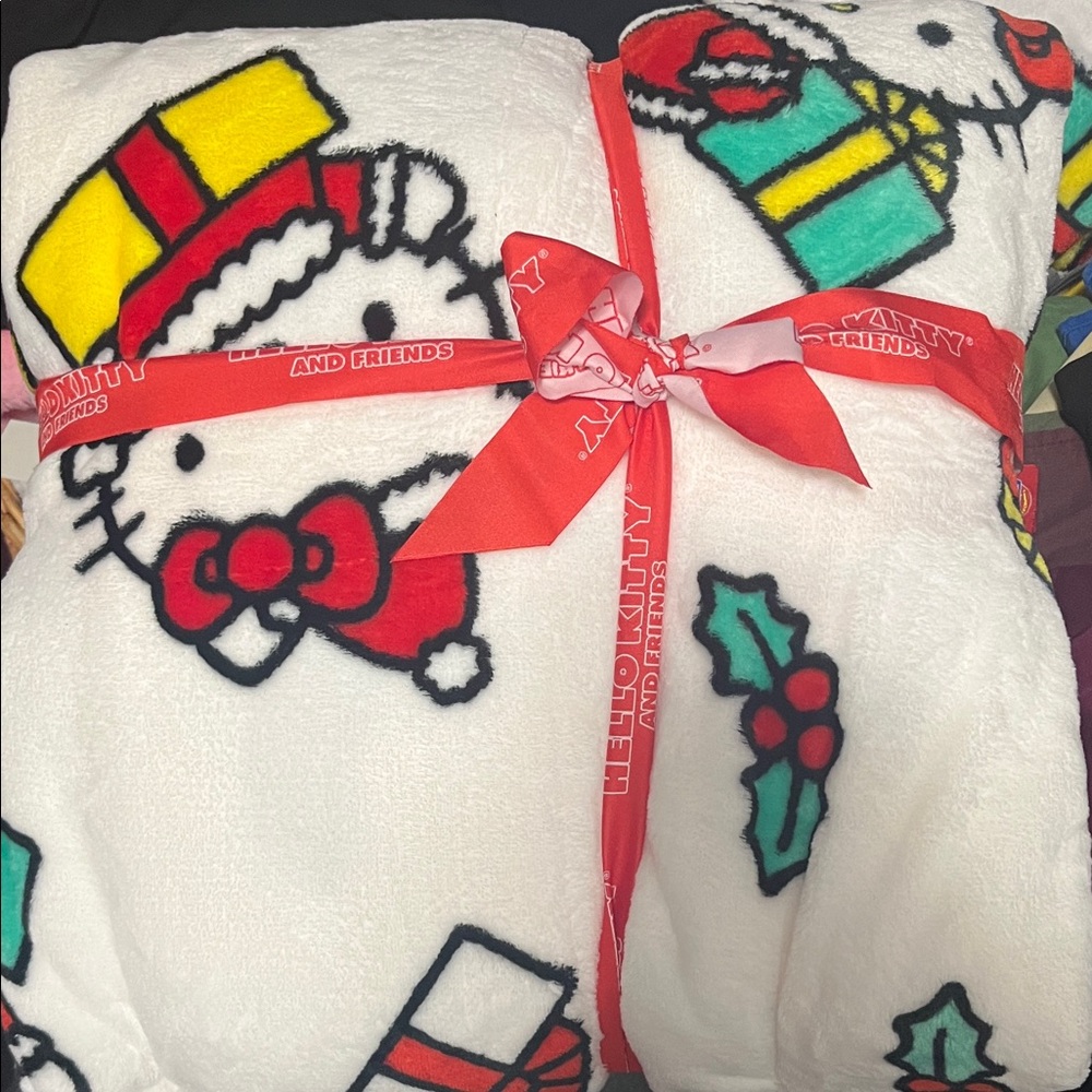 Hello Kitty Festive Blanket Set with Red and Yellow Accents
